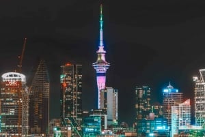 Oeste de Auckland: Puesta de sol con piscina termal y vista nocturna