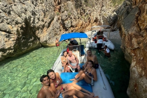 De Vlore: Excursão de lancha rápida à caverna Haxhi Ali com mergulho com snorkel