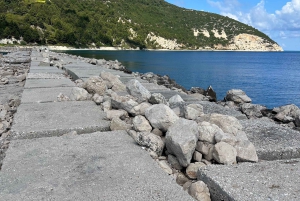 De Vlore: Excursão de lancha rápida à caverna Haxhi Ali com mergulho com snorkel