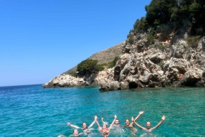 De Vlore: Excursão de lancha rápida à caverna Haxhi Ali com mergulho com snorkel