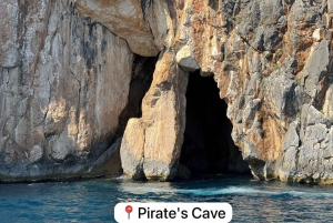 Himara : excursion dans la grotte des pirates avec arrêts baignade et plongée avec tuba (8 à 10 personnes)