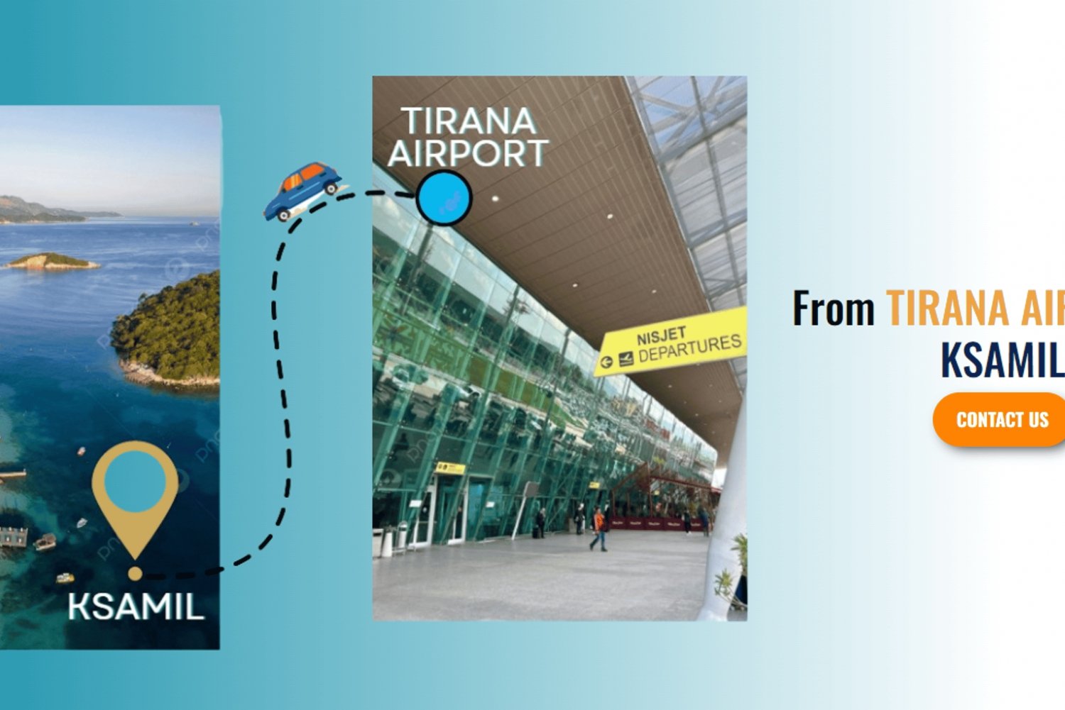 Translado privado entre Ksamil/Saranda e Tirana/Aeroporto