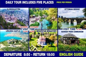 Tour de un día: Ojo Azul, Gjirokaster, puente otomano y Lekursi