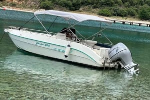 Excursion en bateau pélagique 7 destinations : boisson + plongée avec tuba + parasol.