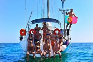 Albufeira: Sailing Boat Cruise BBQ & Open Bar on the Beach