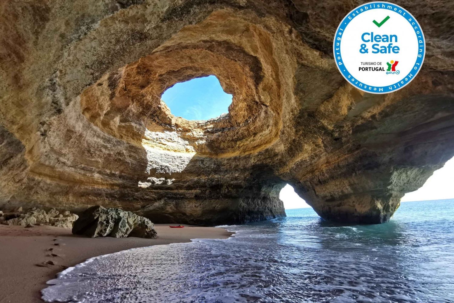 Algarve: Benagil Sea Cave Soloppgang eller Sunset Kayak Experience