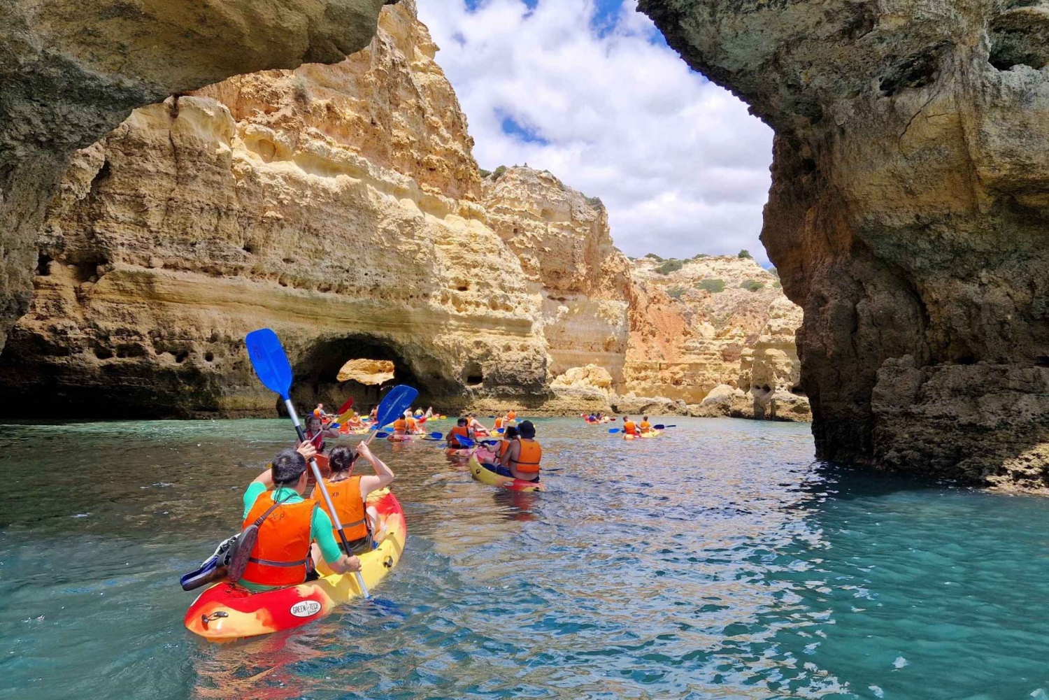 Benagil: Guided kayaking Tour to the Caves at Sunrise Alone