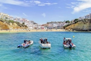 Portimão: Tour en barco rápido por las Grutas de Benagil con opción de puesta de sol