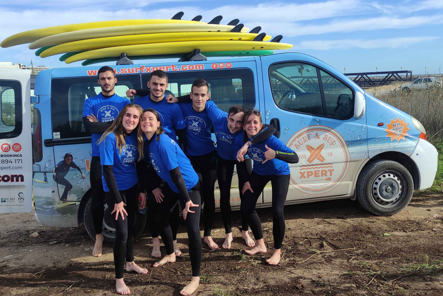 Quarteira: 2-timmars surflektion på Falésia Beach