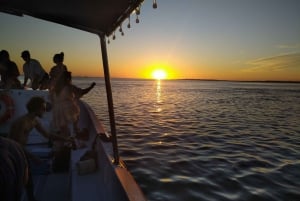 Sunset on a Classic boat in Ria Formosa Olhão, drinks&music.