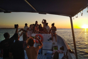 Sunset on a Classic boat in Ria Formosa Olhão, drinks&music.