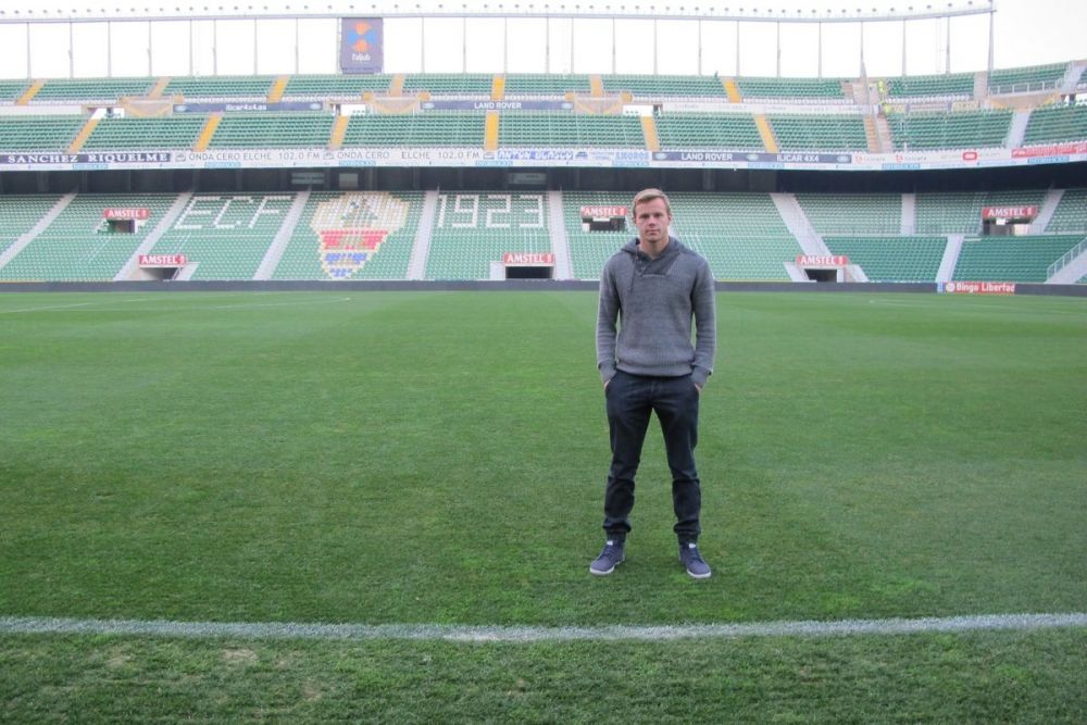 Charlie on the pitch at Elche