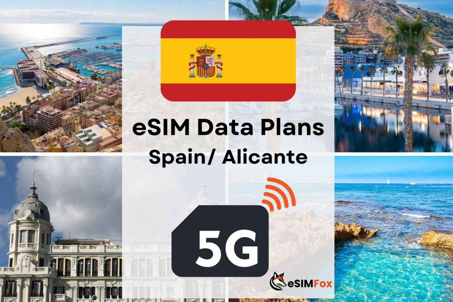 Alicante: Plan de Datos de Internet eSIM para España de alta velocidad 5G/4G