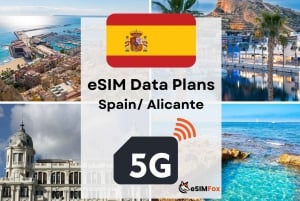 Alicante : Plan de données Internet eSIM pour l'Espagne à haut débit 5G/4G