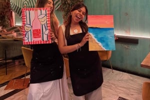 Alicante: Privat kunstopplevelse for par – Paint & Sip