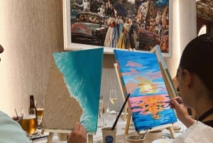 Alicante: Privat kunstopplevelse for par – Paint & Sip