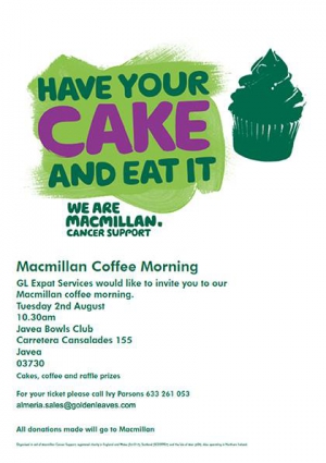 Macmillan Coffee Morning in Javea