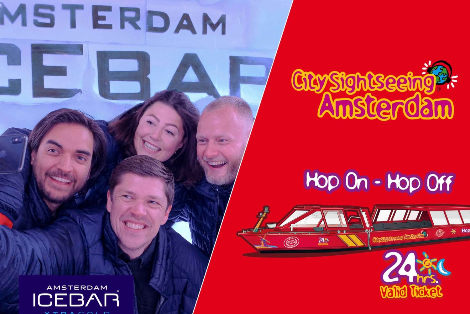 Amsterdam: 24-Stunden Hop-On/Hop-Off-Boot und XtraCold Icebar