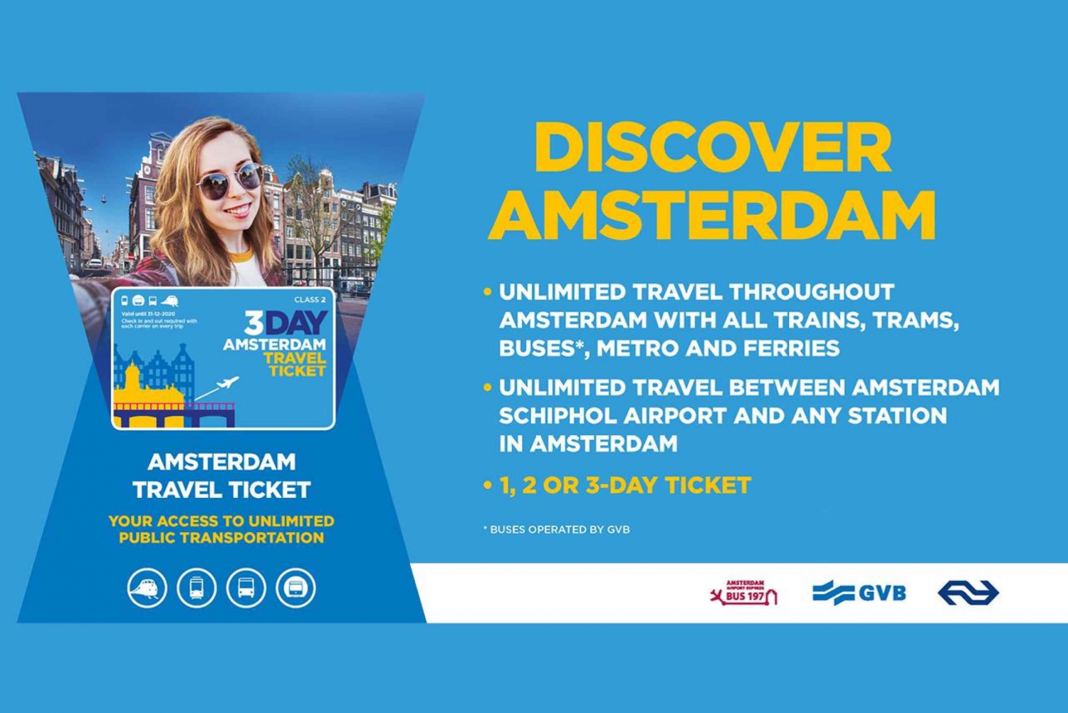 Amsterdam: Amsterdam Travel Ticket for 1-3 Days