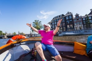 Ámsterdam: 1,5 horas de paseo en barco por el canal con guía de bebidas y aperitivos