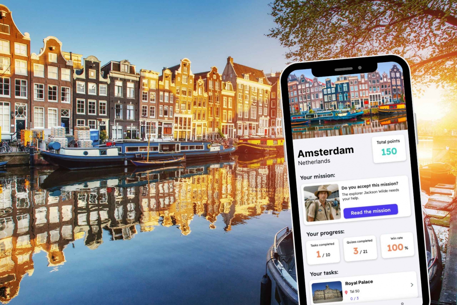 Amsterdam: Gra i wycieczka po mieście na Twoim telefonie