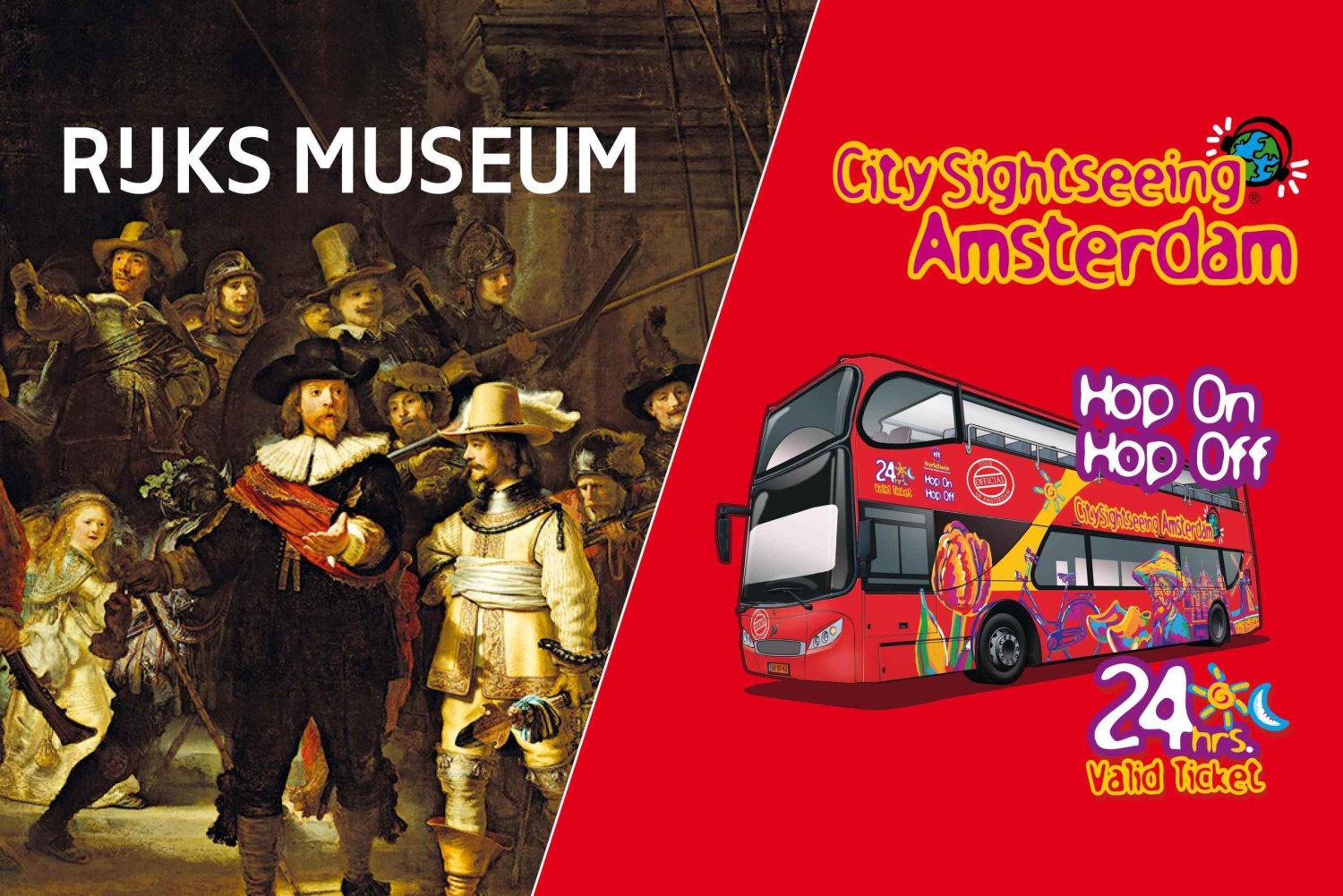 Amsterdam: Rijkmuseum e tour sul bus Hop-on Hop-off