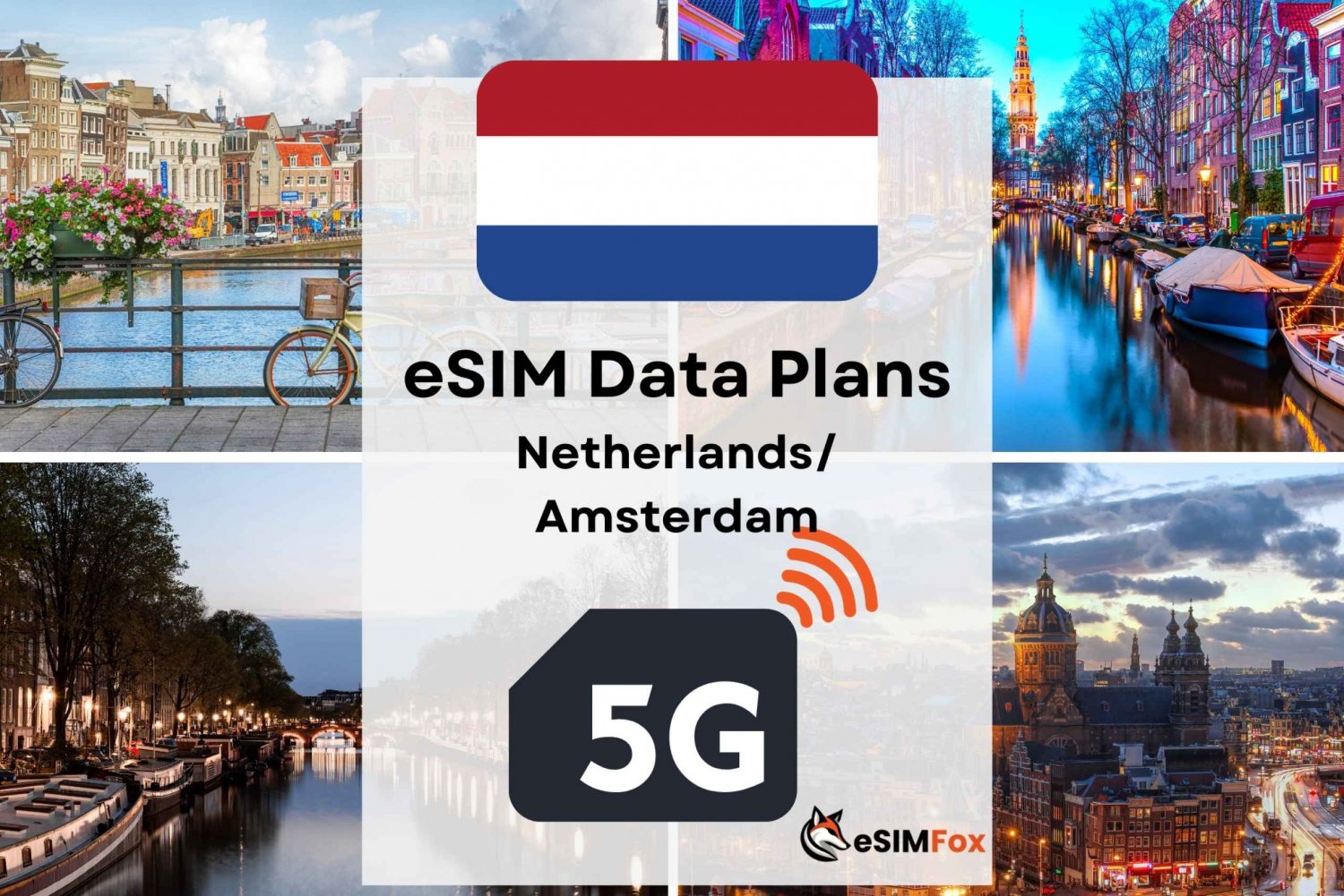 Amsterdam: eSIM 4G/5G Internet Data Plan för Nederländerna