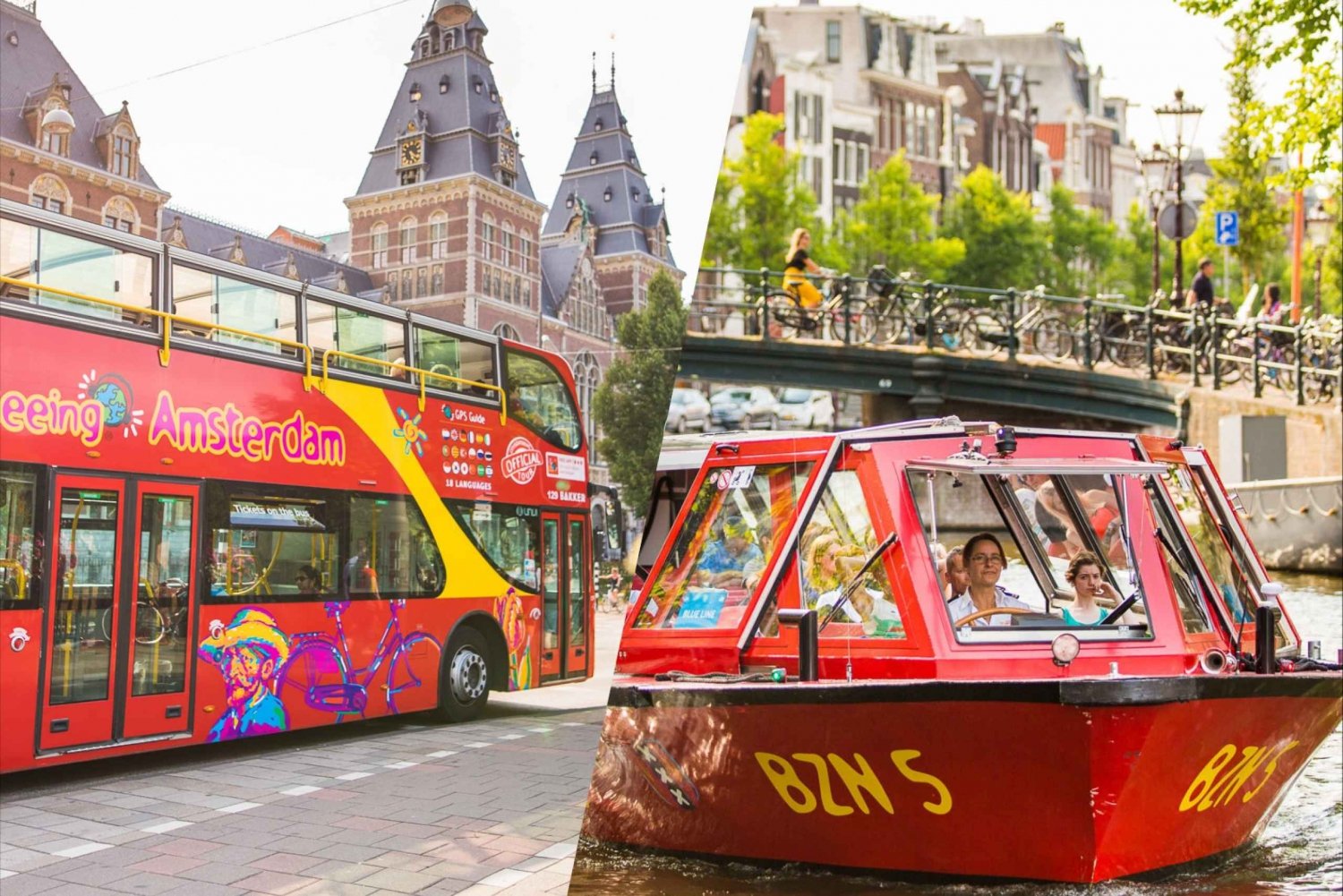 Amsterdam: Hop-On Hop-Off buss och båt alternativ