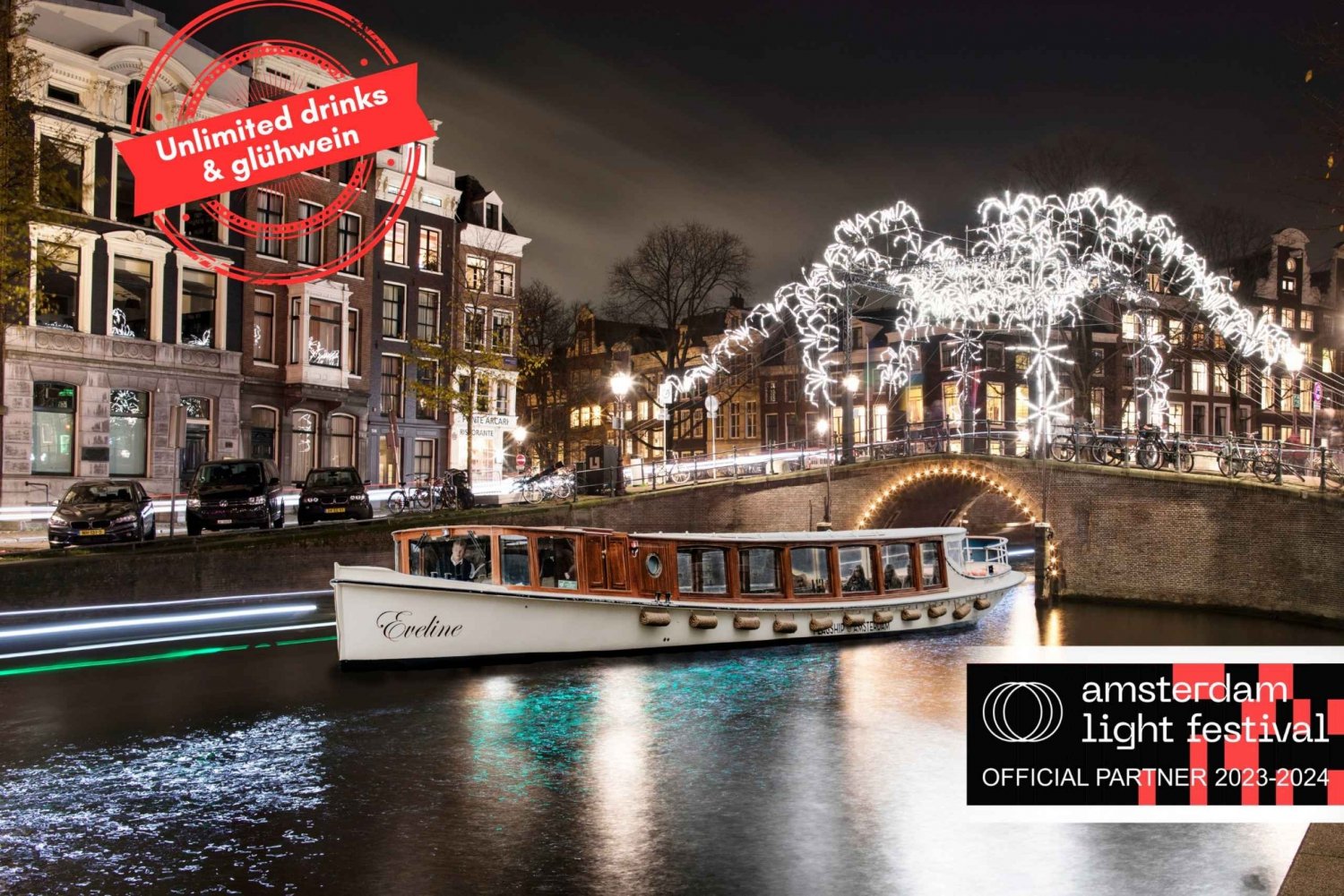 Amsterdam: Festiwal Światła: rejs po kanałach z all inclusive