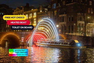 Amsterdam: Light Festival Cruise on Heated Boat + Hot Choco