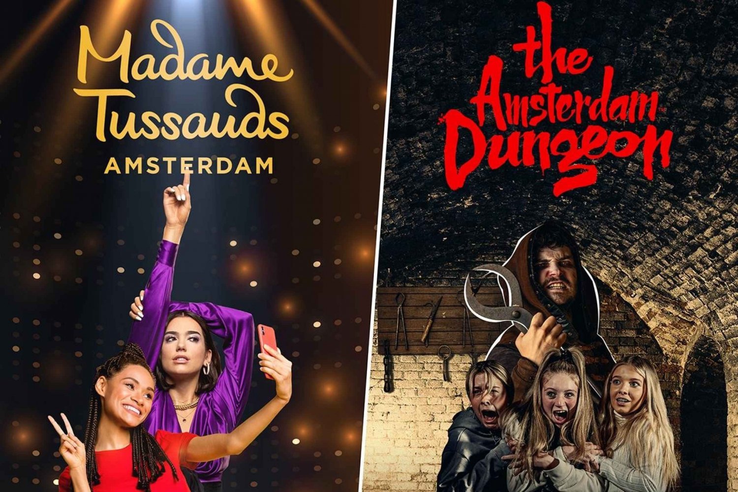 Amsterdam: Kombinasjonsbillett til Madame Tussauds og Amsterdam Dungeon