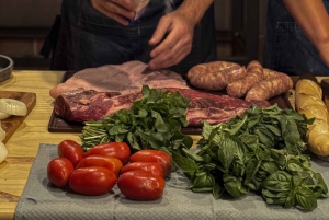 Asado Argentino num terraço privado. Hora do pôr do sol.