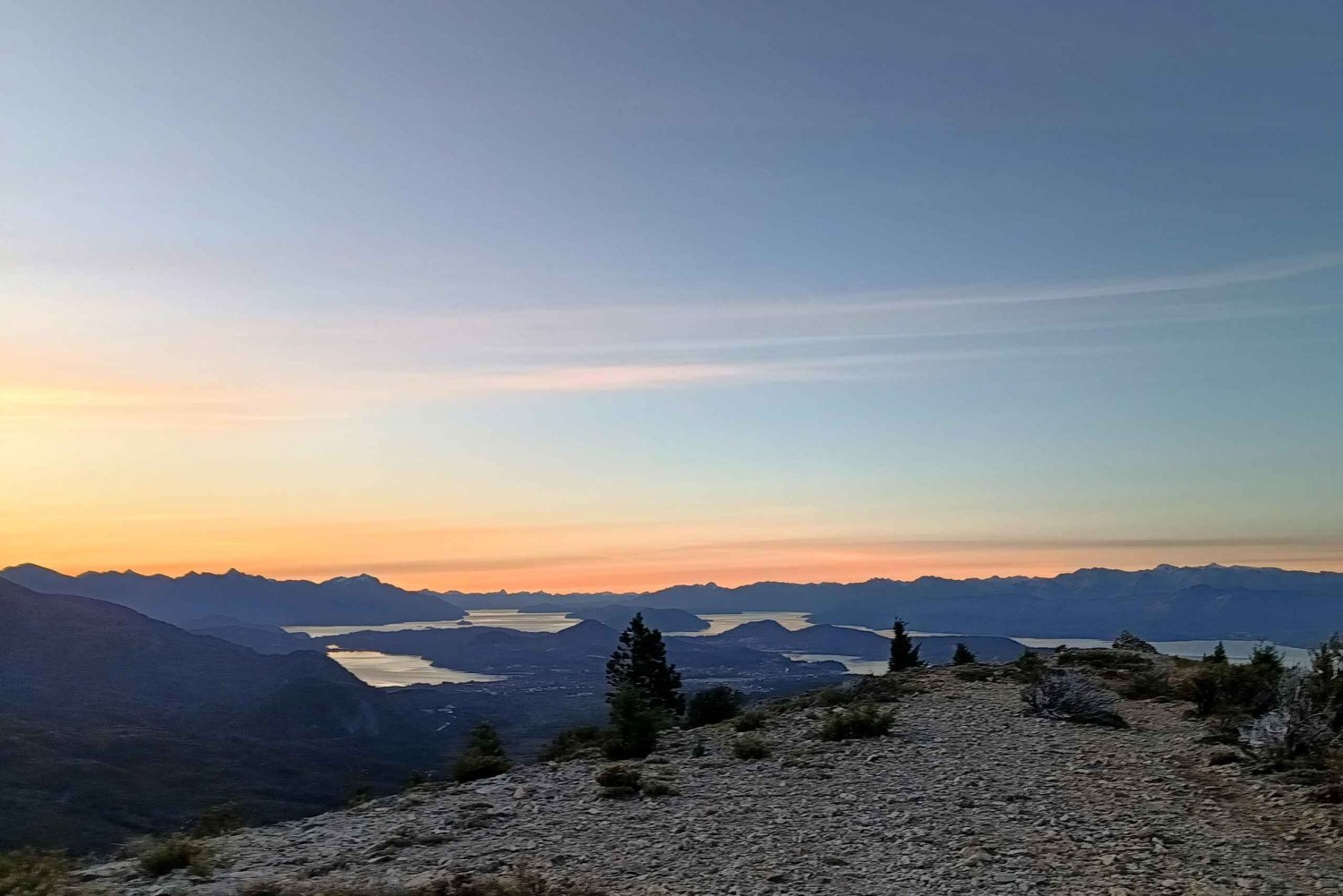 Bariloche: Sunset among lenga trees, guided hiking with a tour guide.