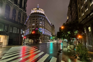 Buenos Aires après la tombée de la nuit : les lumières de la ville et le coucher du soleil