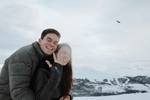 Ainutlaatuinen kosinta helikopterilla ja malja Ushuaia