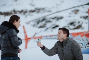 Ainutlaatuinen kosinta helikopterilla ja malja Ushuaia