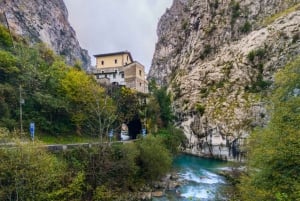カンガス・デ・オニスから：コバドンガ湖とブルネスへのケーブルカー