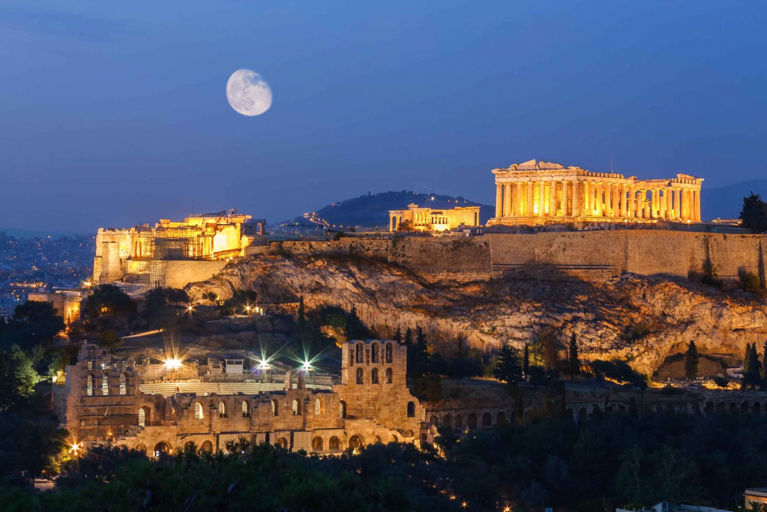 Ateena: 2-tuntinen kohokohtien kierros sähköpyörällä auringonlaskun jälkeen