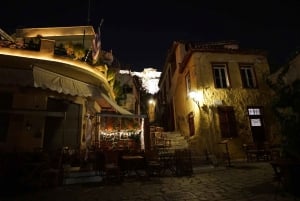 Nattvandring i Aten i liten grupp med middag