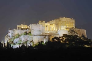 Atenas de Noche Tour a pie en grupo reducido con cena
