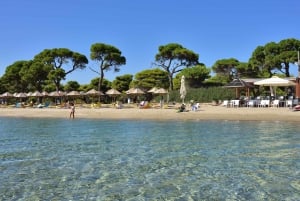 アテネマラソン湖、博物館、シャイニアス・ビーチ日帰りツアー