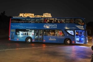 Tour panoramico notturno di Atene in autobus a due piani scoperto