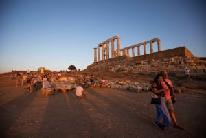 Ateny: Wycieczka o zachodzie słońca na przylądek Sounion i do świątyni Posejdona