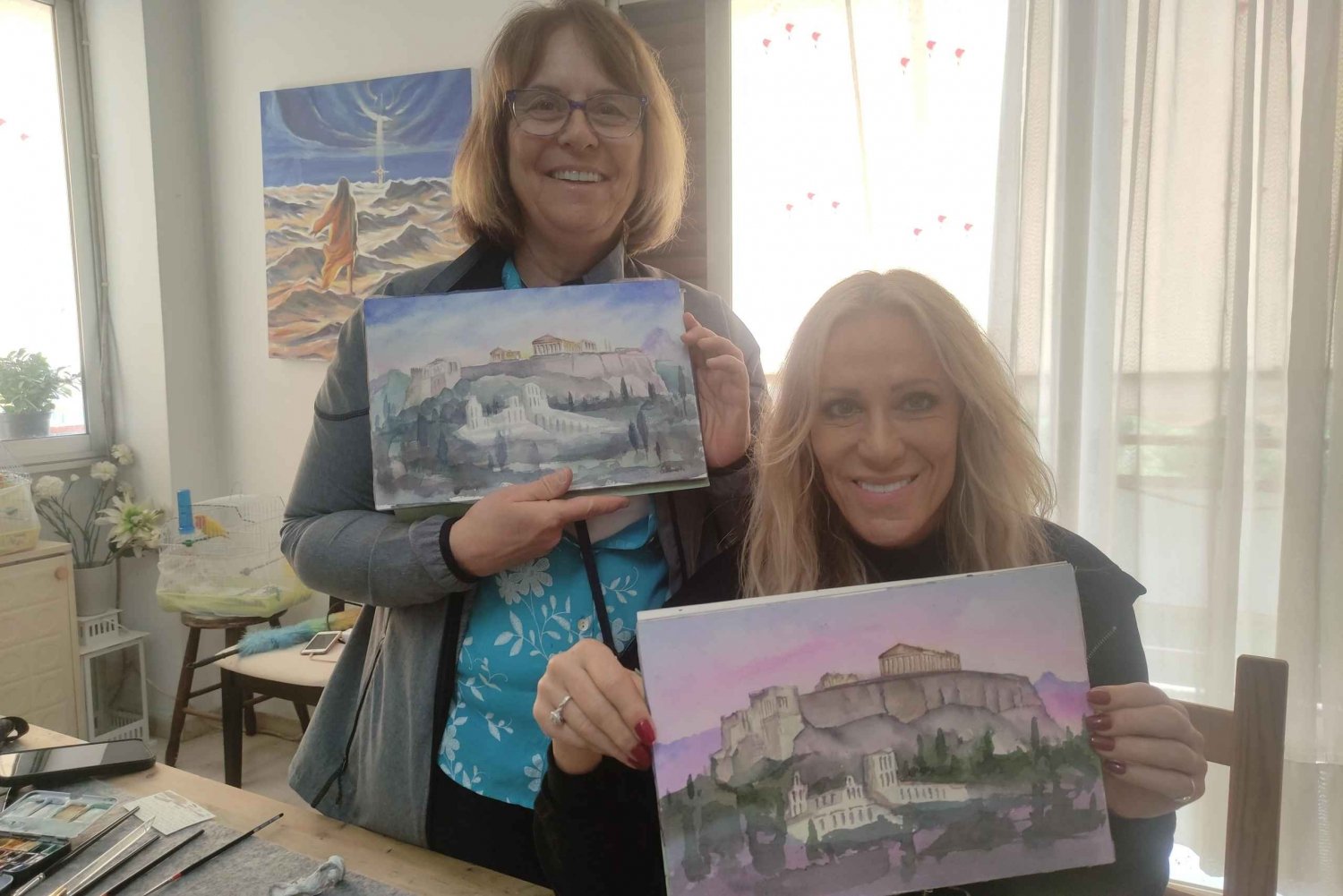 atelier de peinture de l'acropole/du paysage avec un artiste local