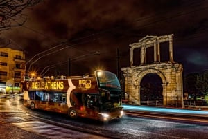 Athen: Panoramatur med stor buss om natten