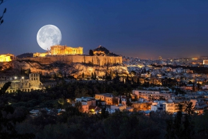 Athen: Panoramatur med stor buss om natten