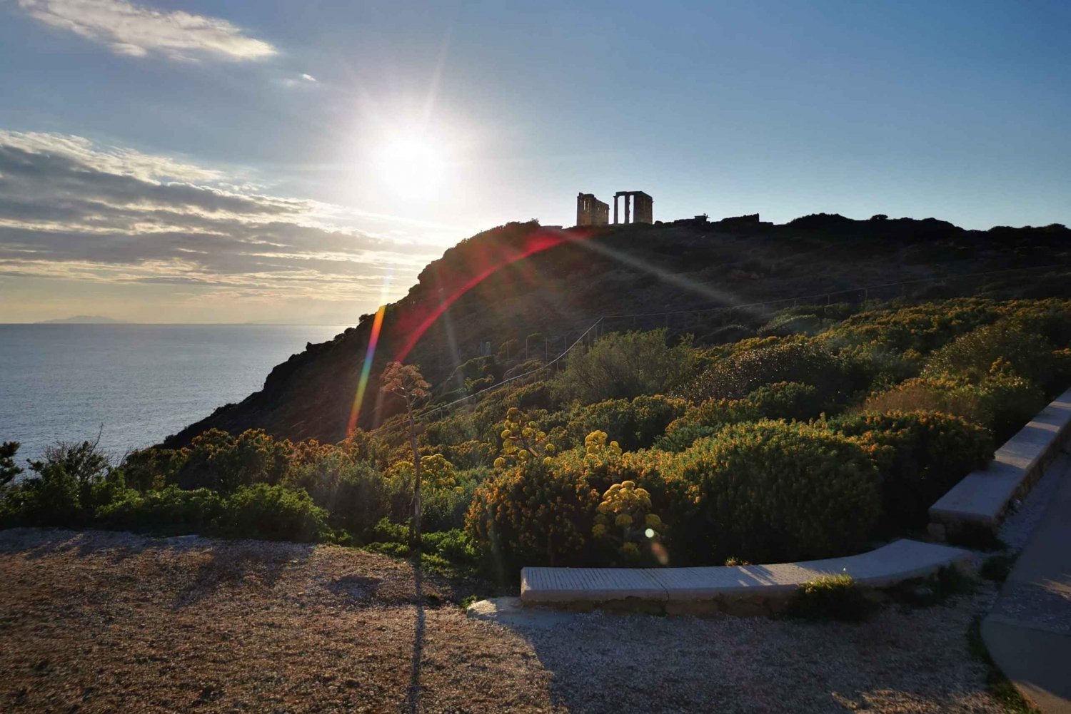 Athens: Sounio Temple of Poseidon Sunset By Athenian Riviera