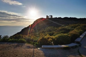 Athene: Sounio Tempel van Poseidon Zonsondergang Door Atheense Rivièra