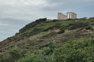 Athene: Sounio Tempel van Poseidon Zonsondergang Door Atheense Rivièra