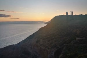 Athene: Sounio Tempel van Poseidon Zonsondergang Door Atheense Rivièra